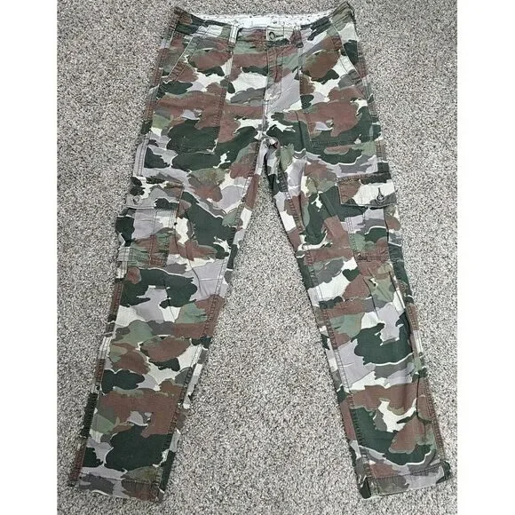Anthropologie Cargo Pants‎ Womens 27 Camo Camouflage Cargo Pants Distressed Y2K - Picture 2 of 11